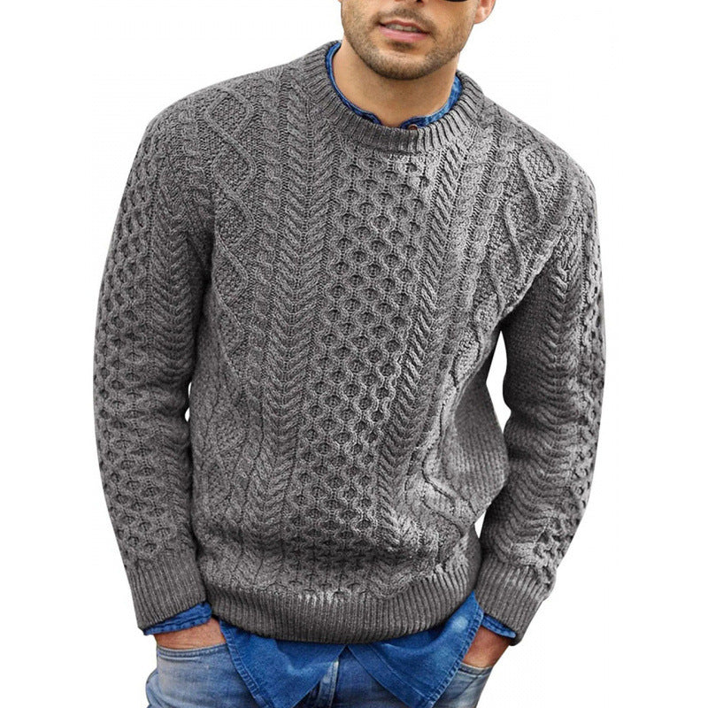 Jersey de punto trenzado y cuello redondo
