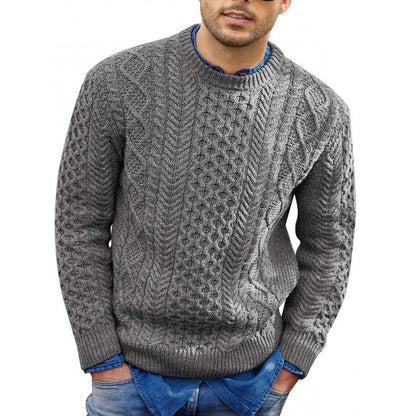 Jersey de punto trenzado y cuello redondo