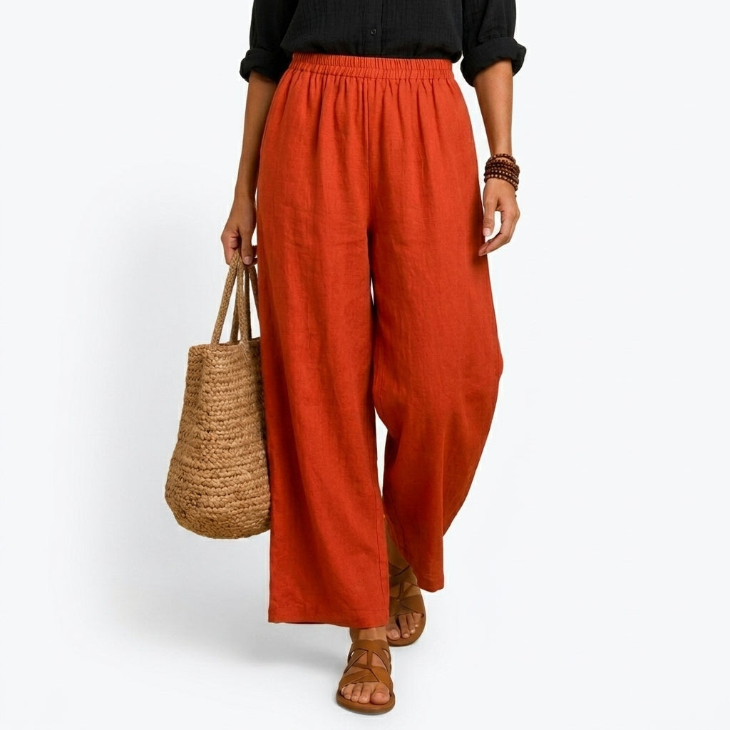 Pantalón harem de algodón y lino