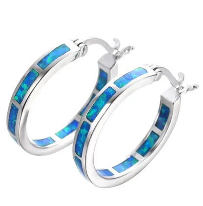 Pendientes Aro con Cristal Azul