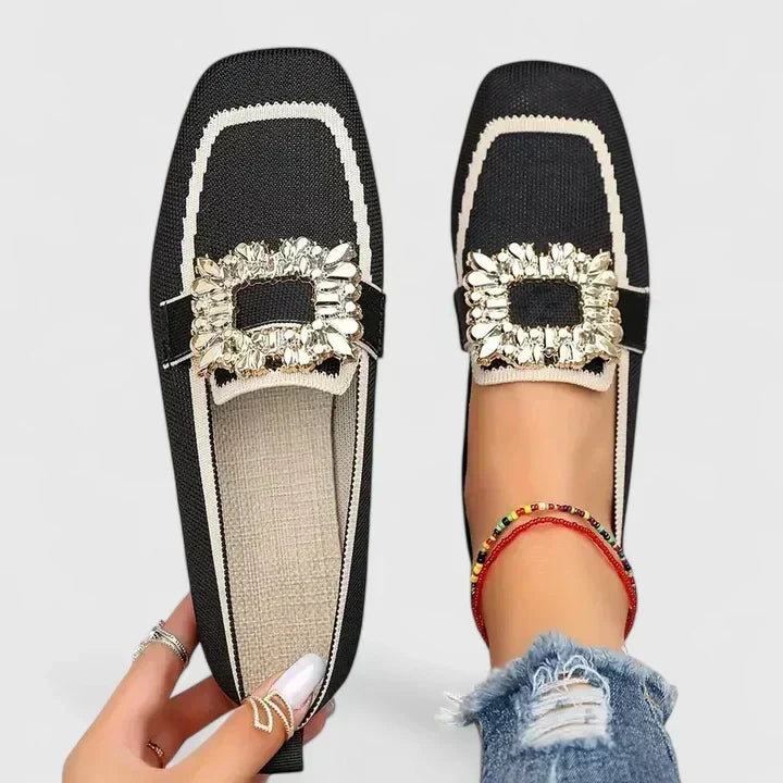 Mocasines de lona con punta cuadrada en cinco colores