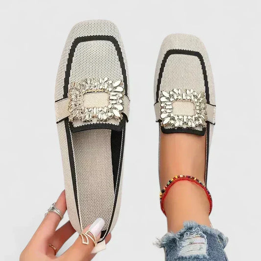 Mocasines de lona con punta cuadrada en cinco colores