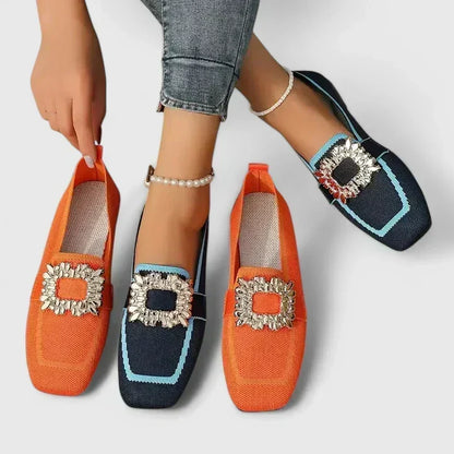 Mocasines de lona con punta cuadrada en cinco colores