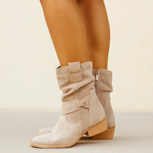 Botines cálidos de ante con cremallera