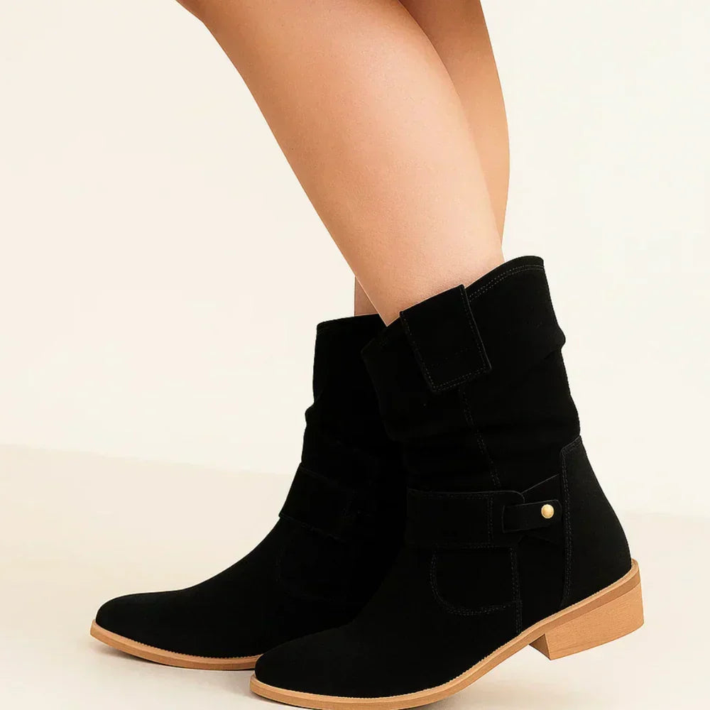 Botines cálidos de ante con cremallera