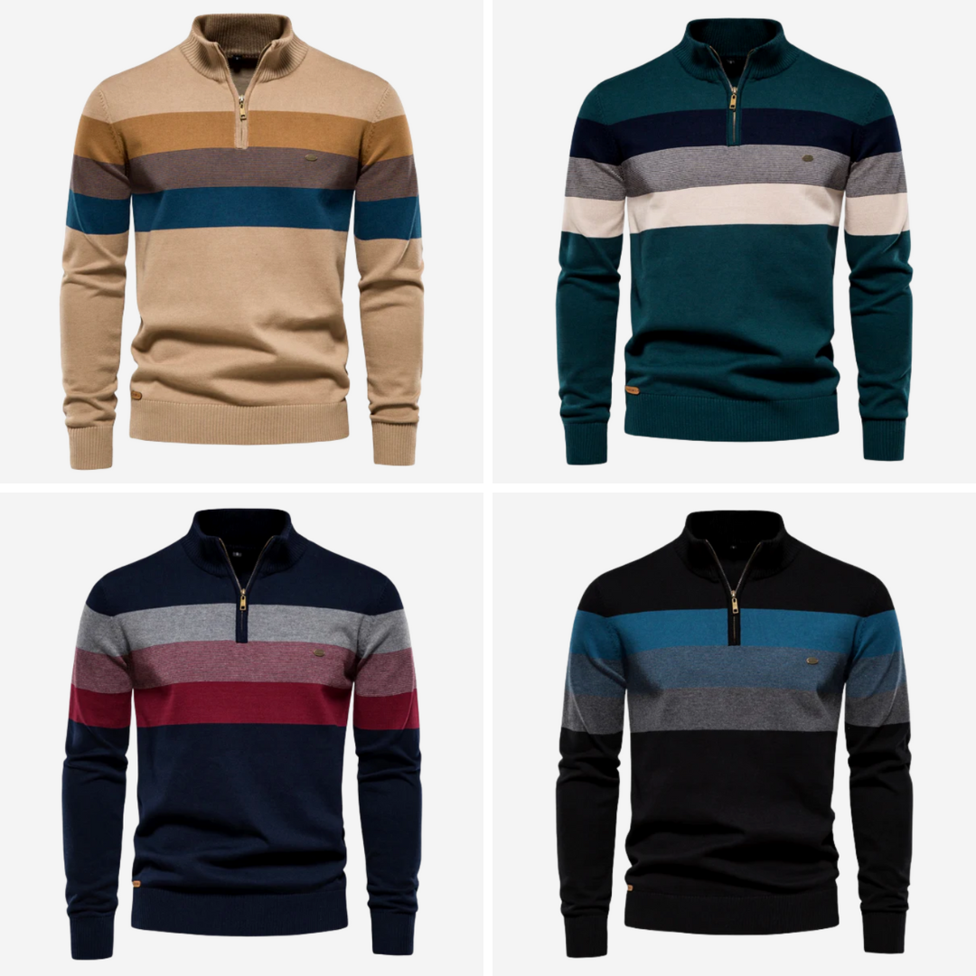 Jersey a rayas con cremallera media