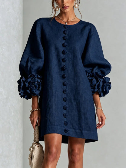 Vestido floral con mangas abullonadas