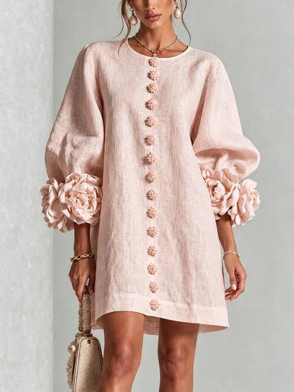 Vestido floral con mangas abullonadas