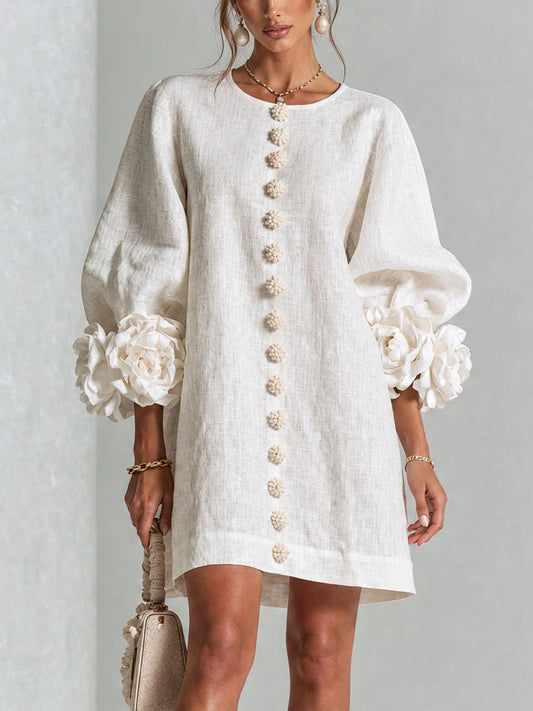 Vestido floral con mangas abullonadas