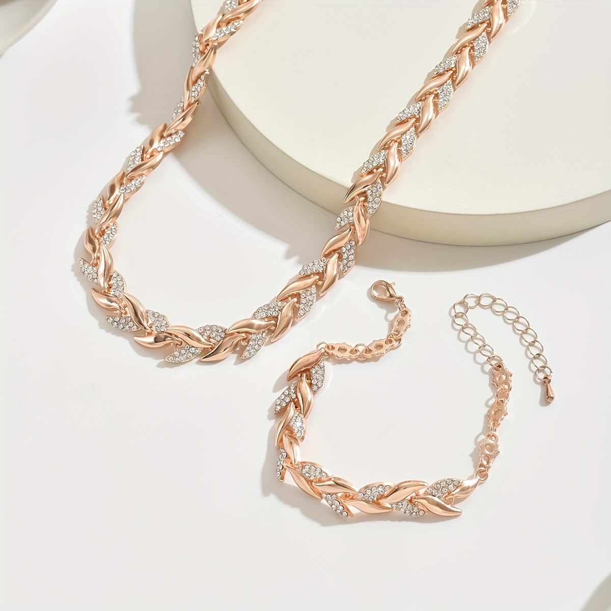 Conjunto Collar y Pulsera Espiga con Cristales