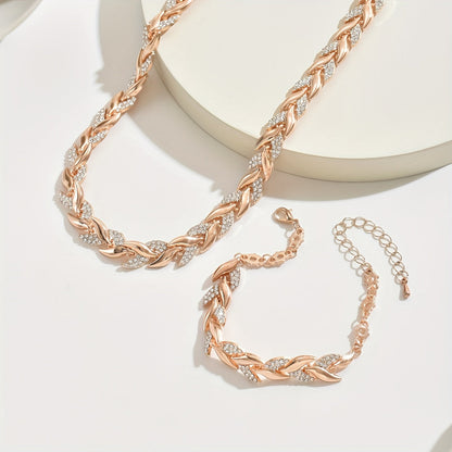 Conjunto Collar y Pulsera Espiga con Cristales