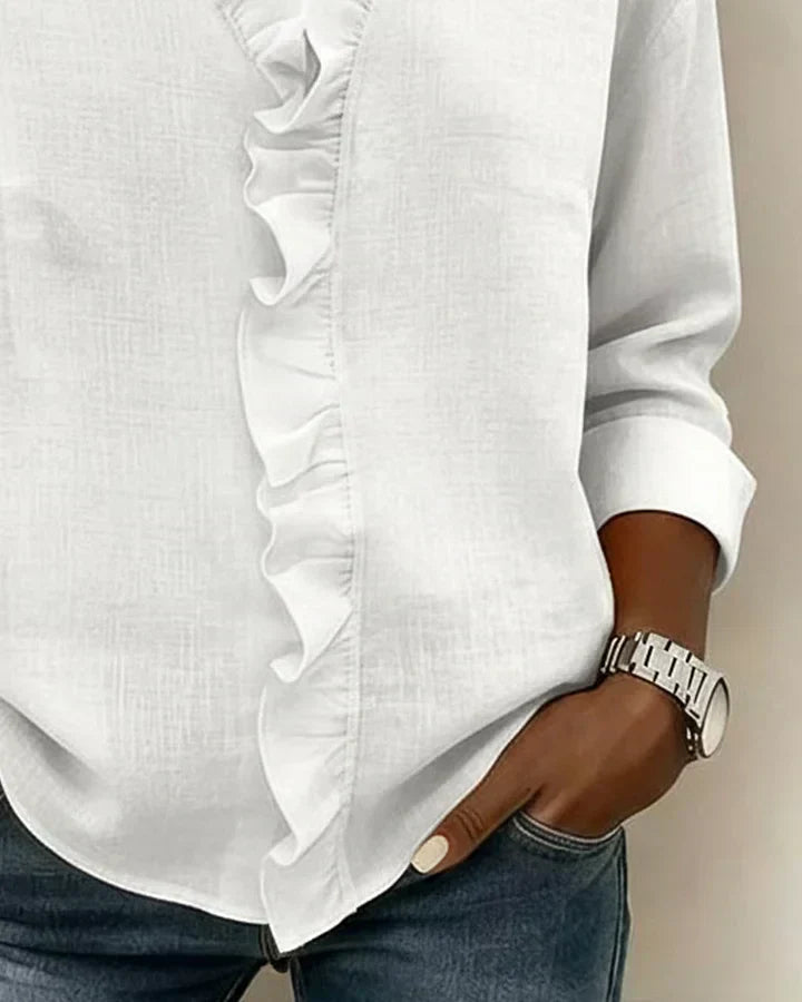 Blusa de lino con cuello en V