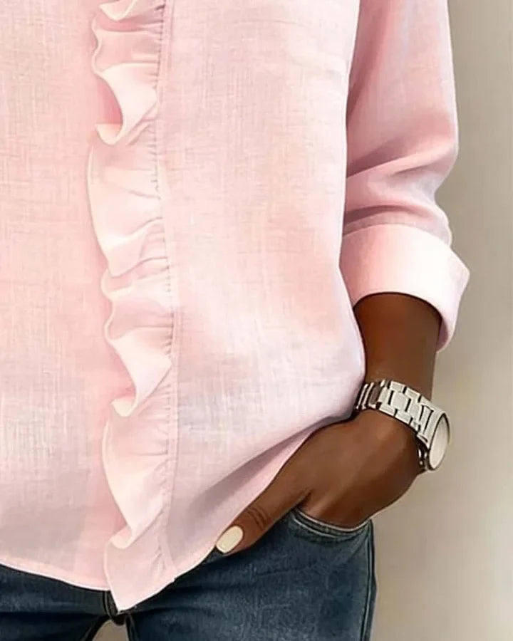 Blusa de lino con cuello en V