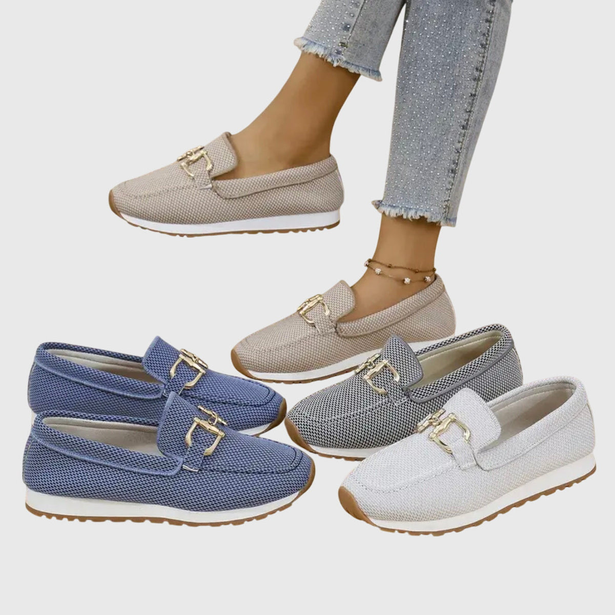Mocasines de lona con diseño patchwork