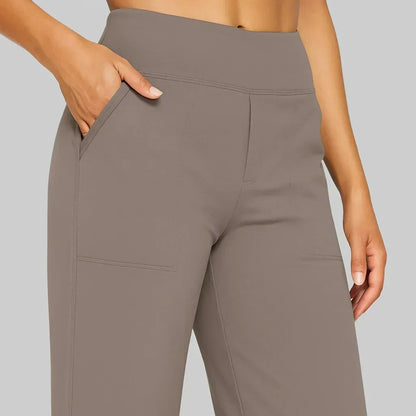 Pantalón de tiro alto con banda ancha y pierna recta