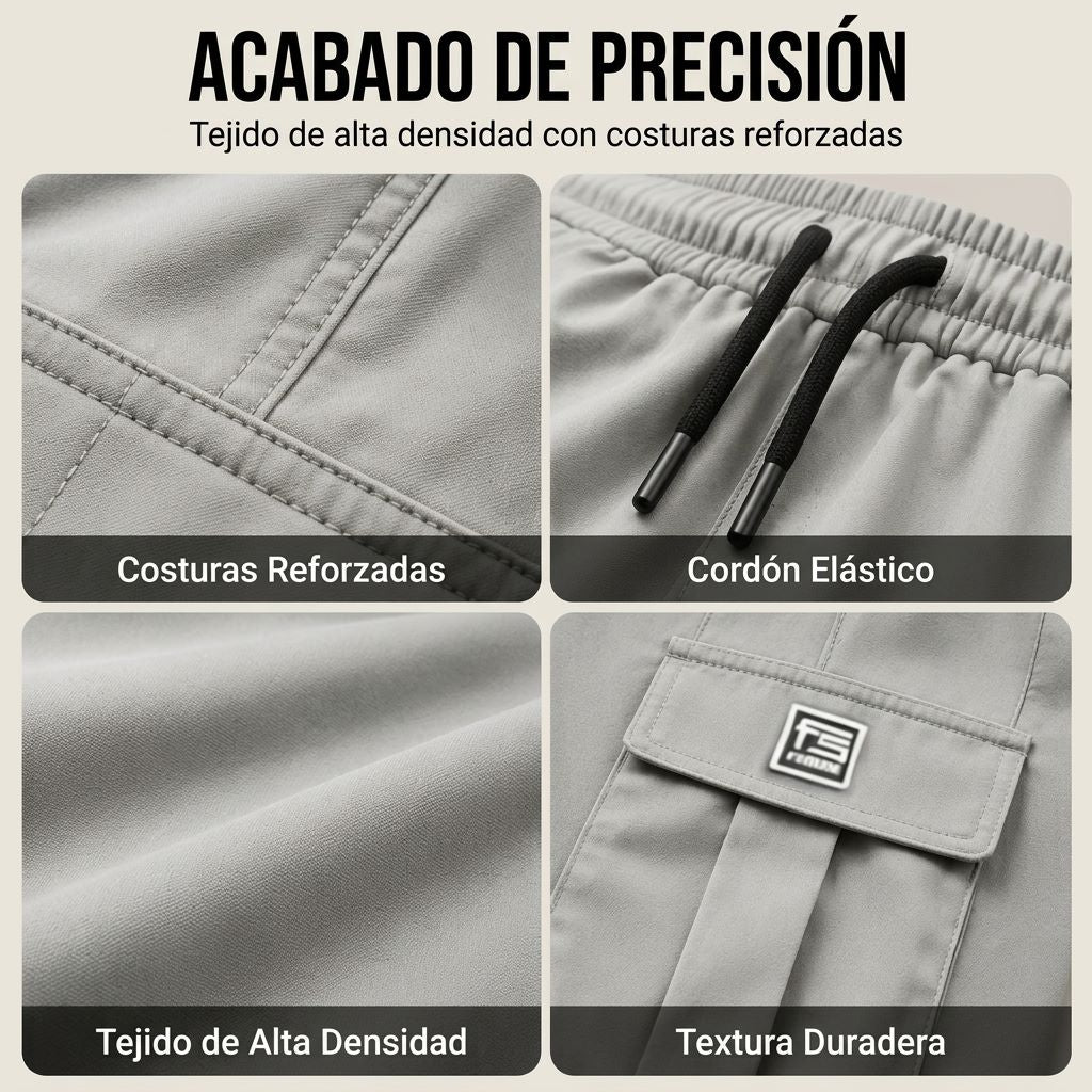 Pantalón Cargo de Corte Amplio con Multi-Bolsillos