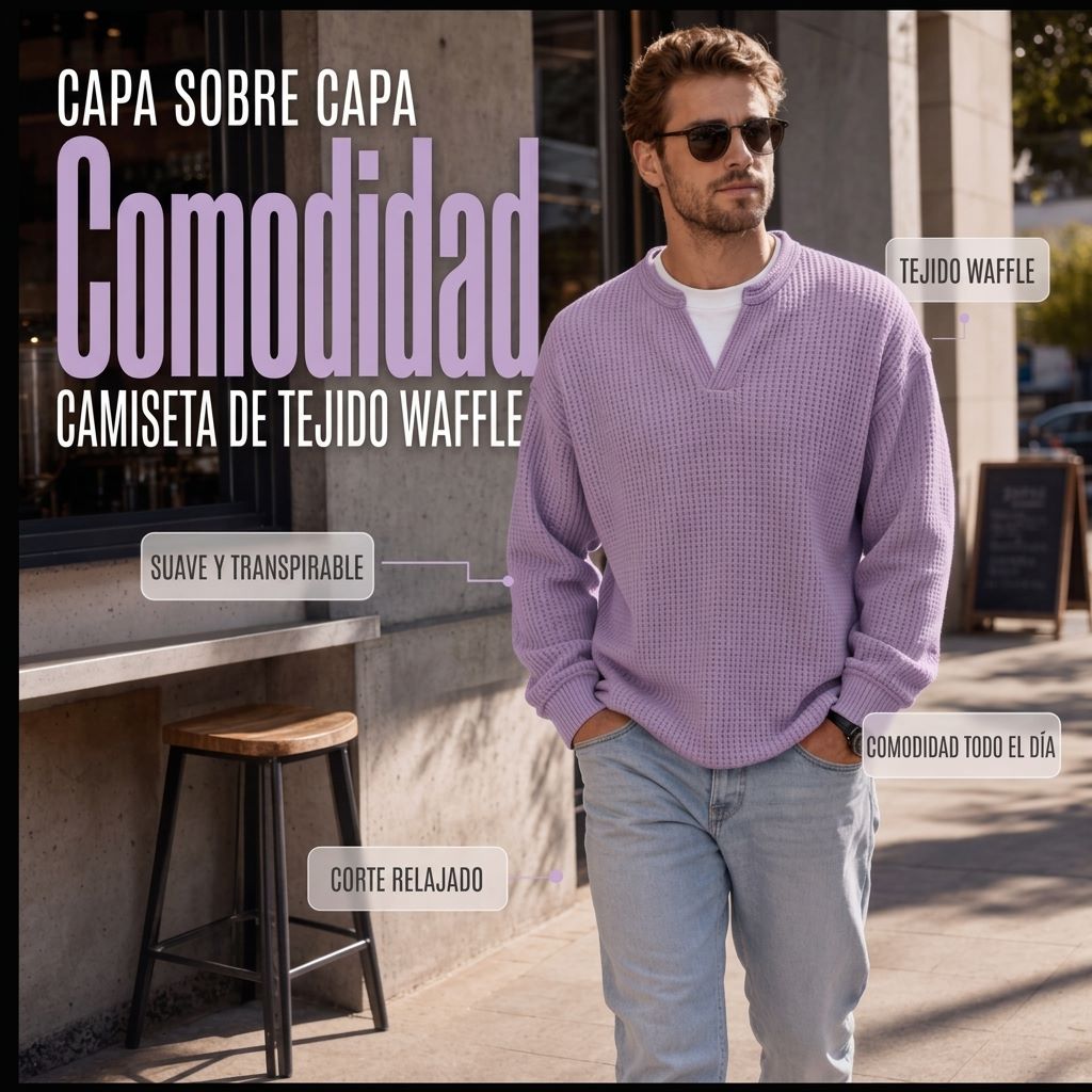 Camiseta Waffle con Efecto Capas