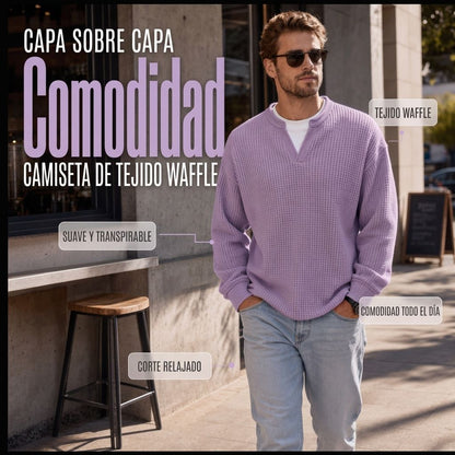 Camiseta Waffle con Efecto Capas