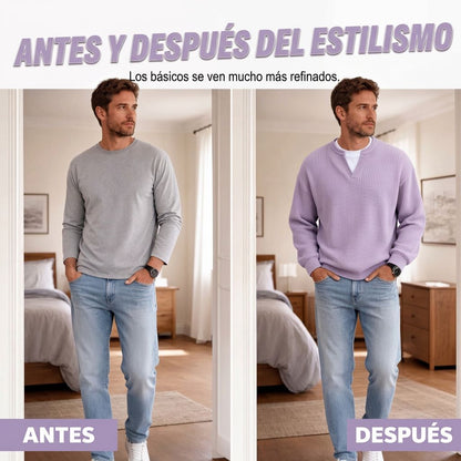 Camiseta Waffle con Efecto Capas