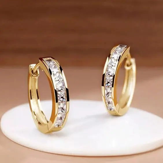 Pendientes Aro Dorado con Cristales