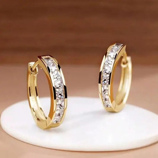 Pendientes Aro Dorado con Cristales