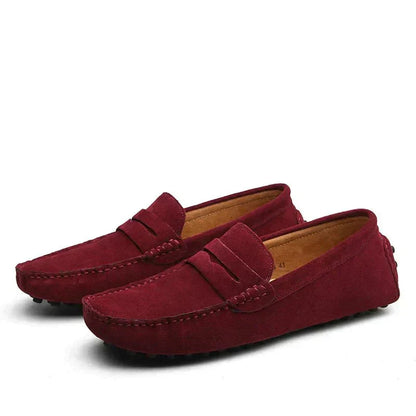 Mocasines penny loafer de ante con suela antideslizante