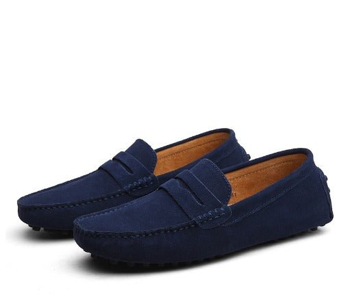 Mocasines penny loafer de ante con suela antideslizante