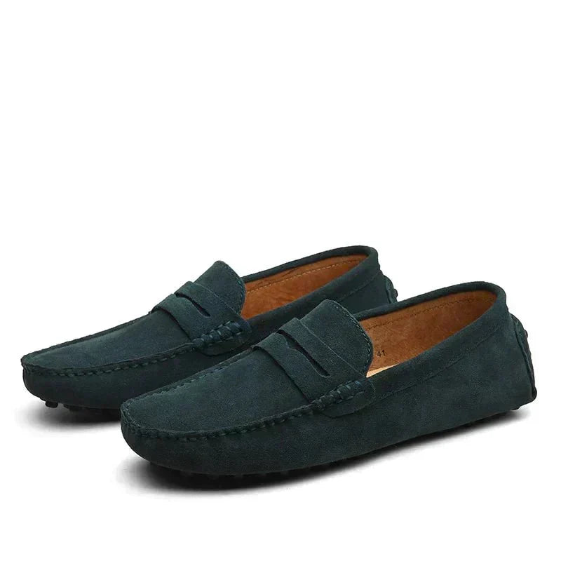 Mocasines penny loafer de ante con suela antideslizante