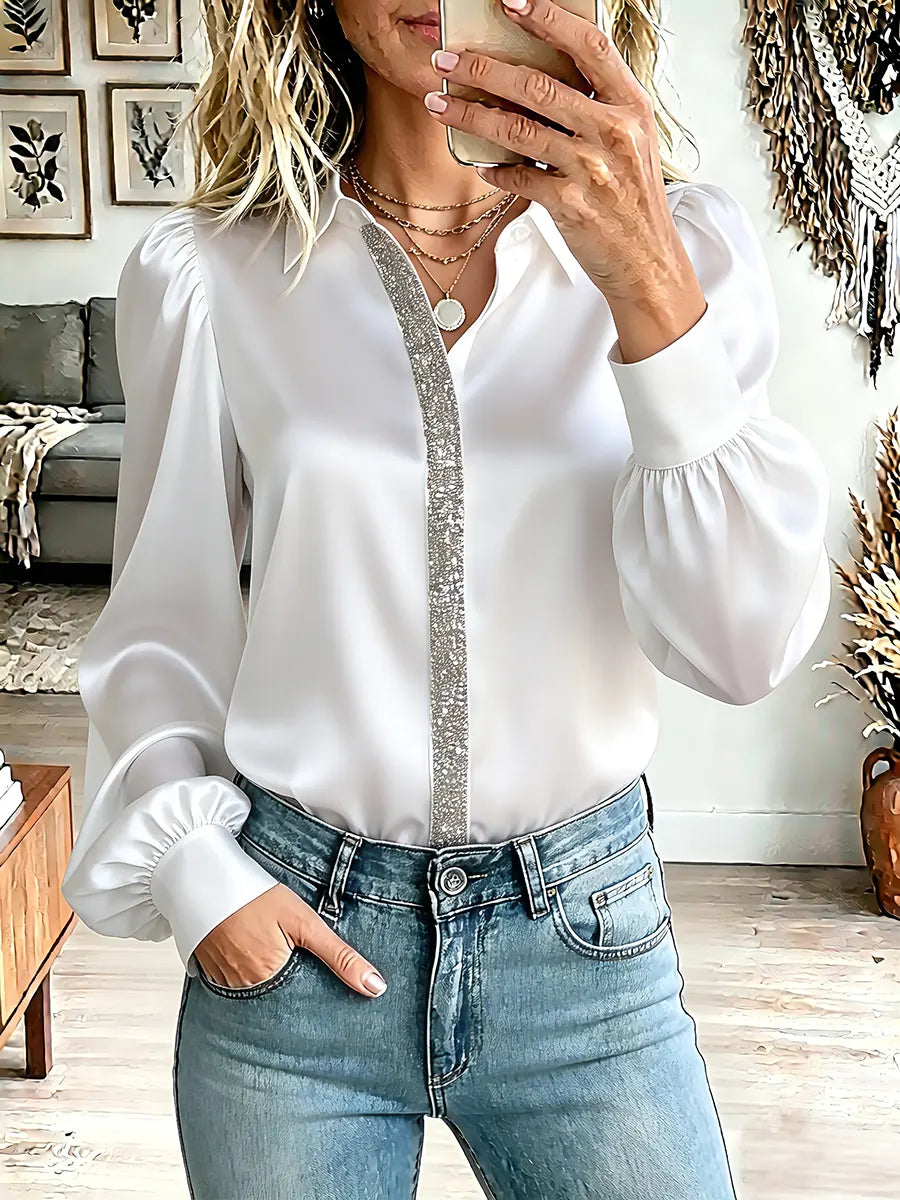 Blusa Elegante Vintage con Detalles de Lentejuelas
