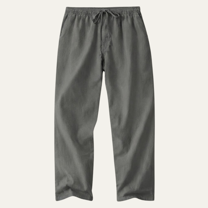 Pantalón de lino y algodón de corte recto