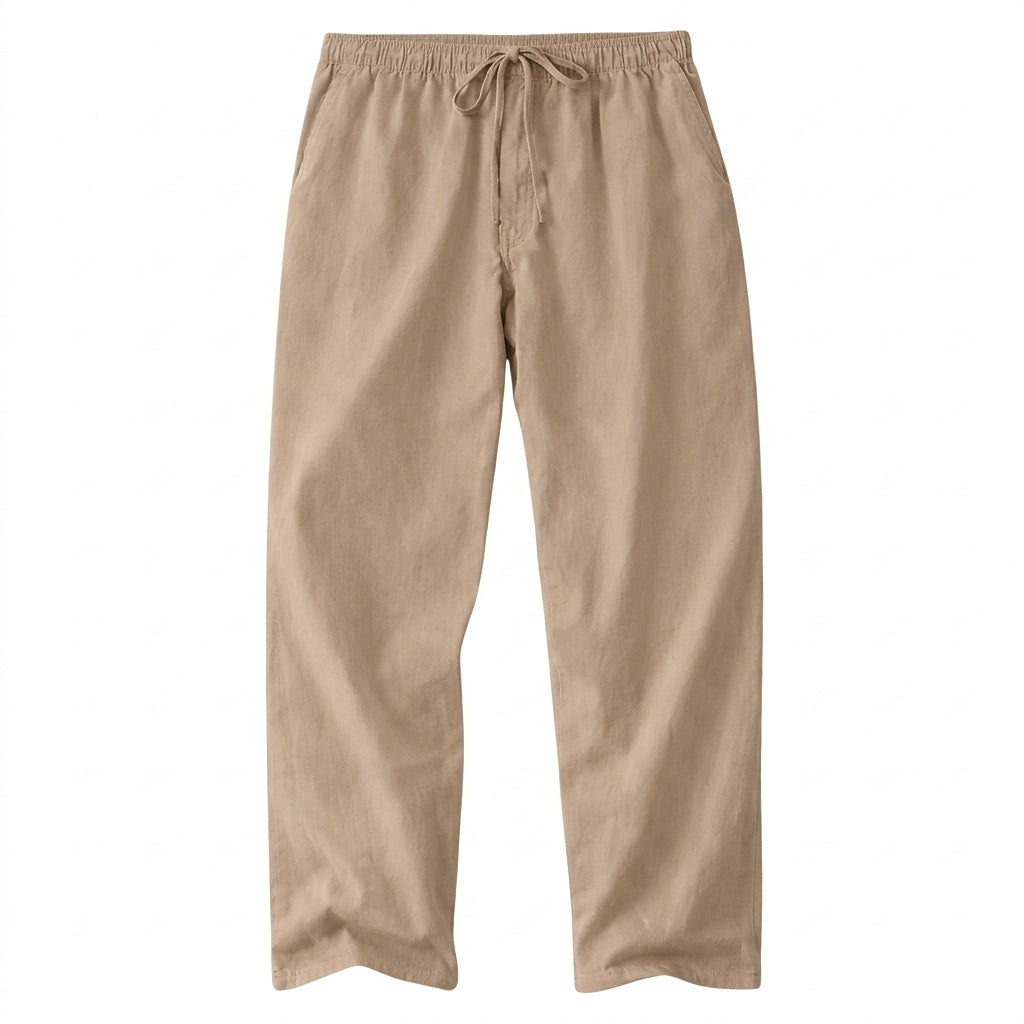 Pantalón de lino y algodón de corte recto