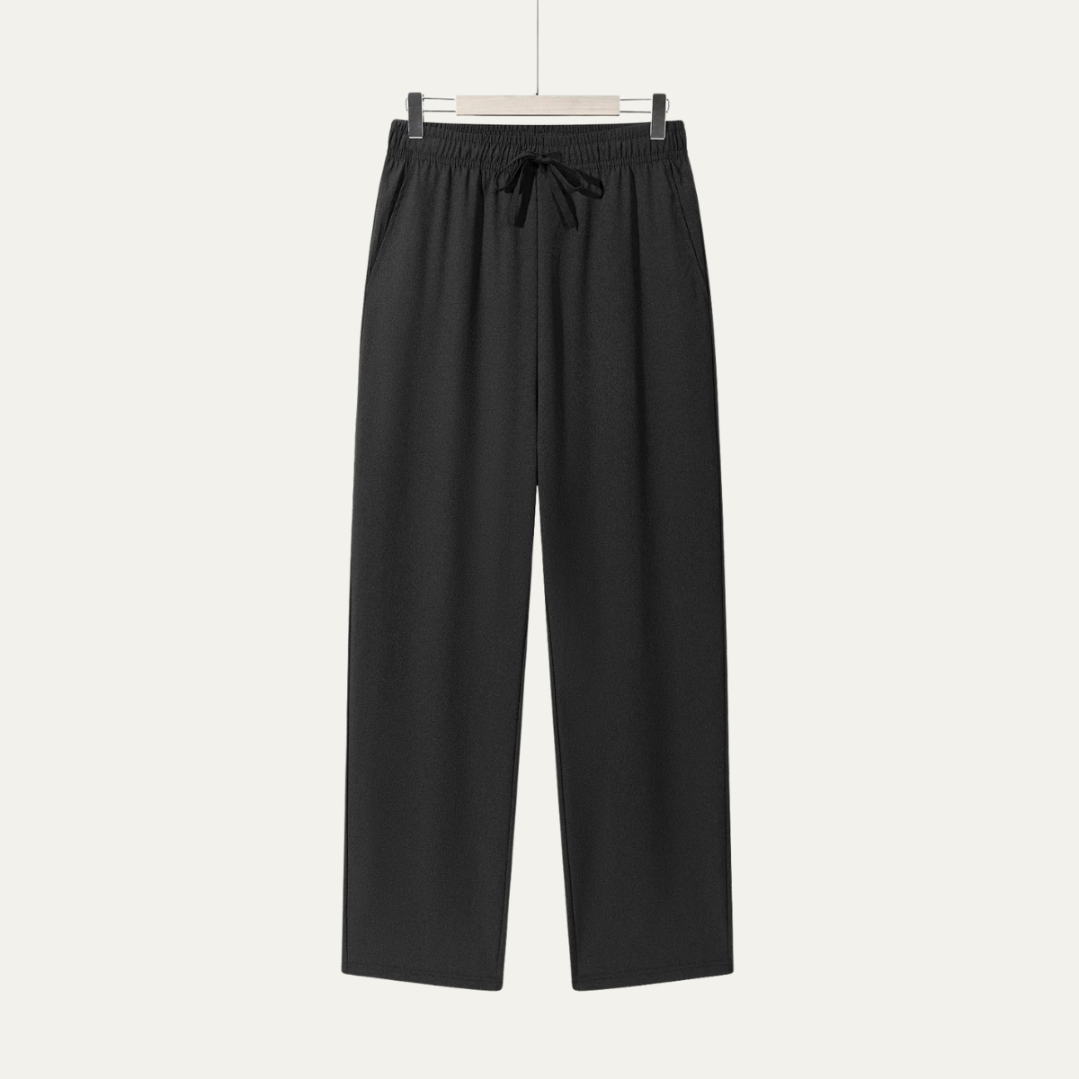 Pantalón recto con cintura elástica y cordón ajustable