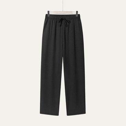Pantalón recto con cintura elástica y cordón ajustable