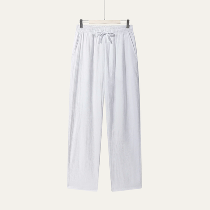 Pantalón recto con cintura elástica y cordón ajustable