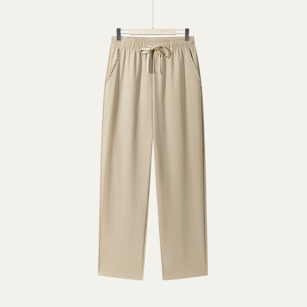 Pantalón recto con cintura elástica y cordón ajustable