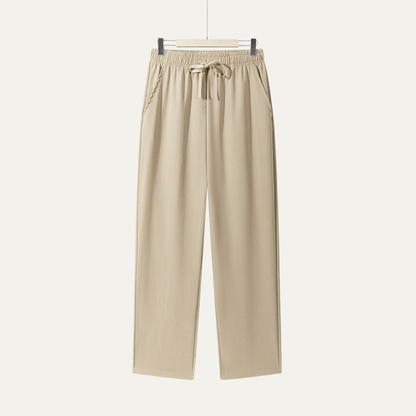 Pantalón recto con cintura elástica y cordón ajustable