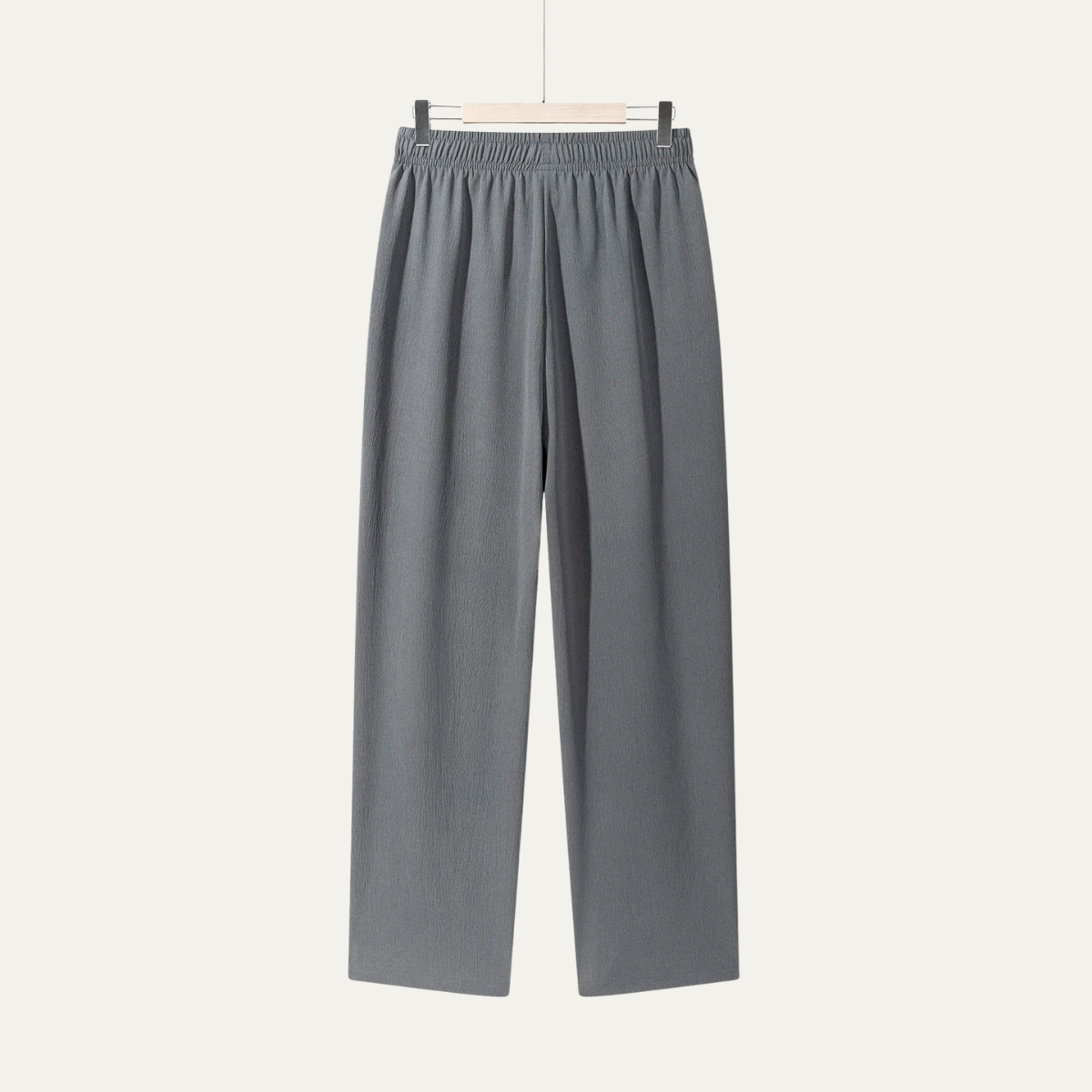 Pantalón recto con cintura elástica y cordón ajustable