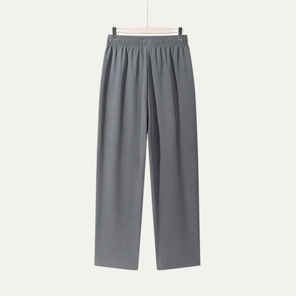 Pantalón recto con cintura elástica y cordón ajustable