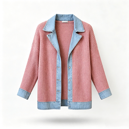 Camisa Acanalada con Detalles de Mezclilla para Mujer