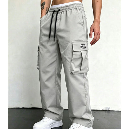Pantalón Cargo de Corte Amplio con Multi-Bolsillos