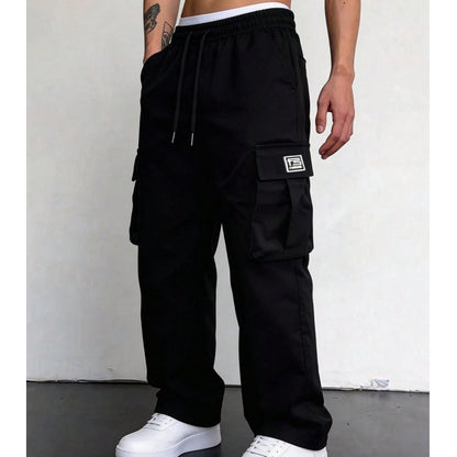 Pantalón Cargo de Corte Amplio con Multi-Bolsillos