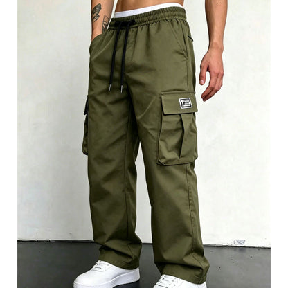 Pantalón Cargo de Corte Amplio con Multi-Bolsillos