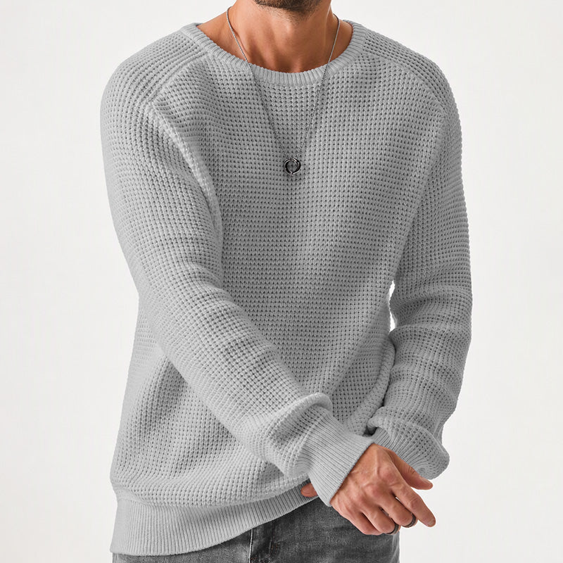 Jersey de Punto Waffle con Cuello Redondo