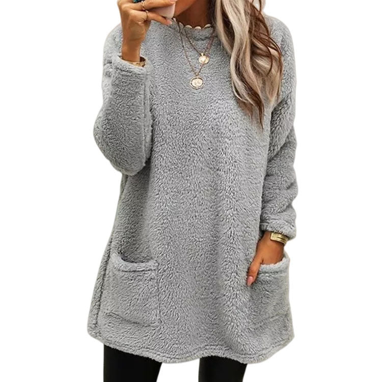 Sudadera de Manga Larga con Cuello Redondo y Bolsillos