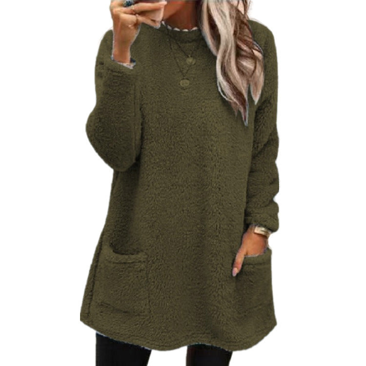 Sudadera de Manga Larga con Cuello Redondo y Bolsillos