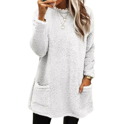 Sudadera de Manga Larga con Cuello Redondo y Bolsillos