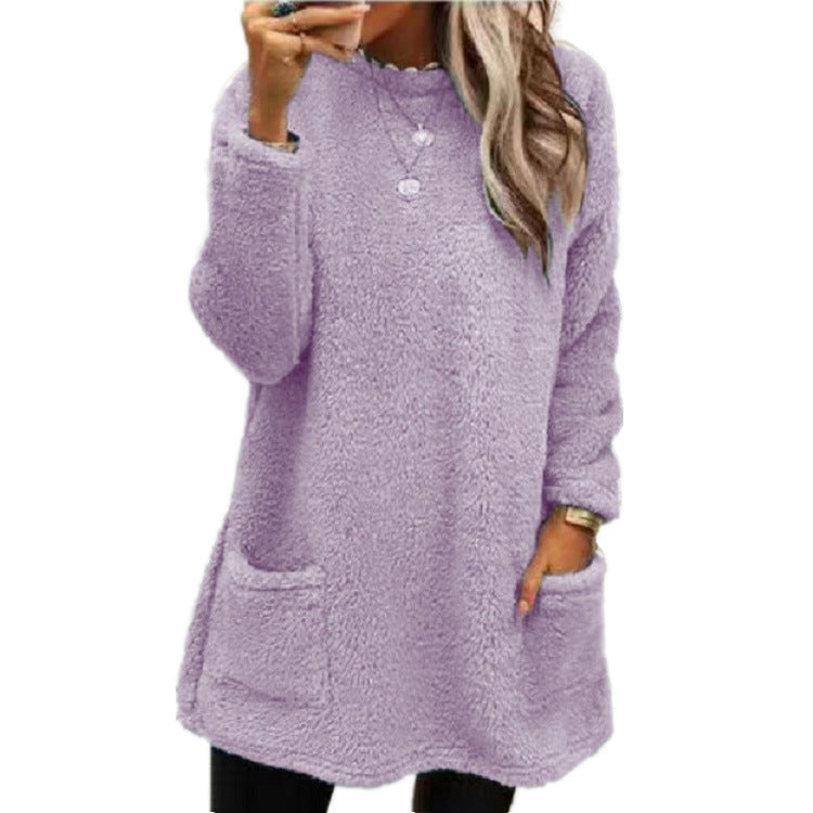 Sudadera de Manga Larga con Cuello Redondo y Bolsillos