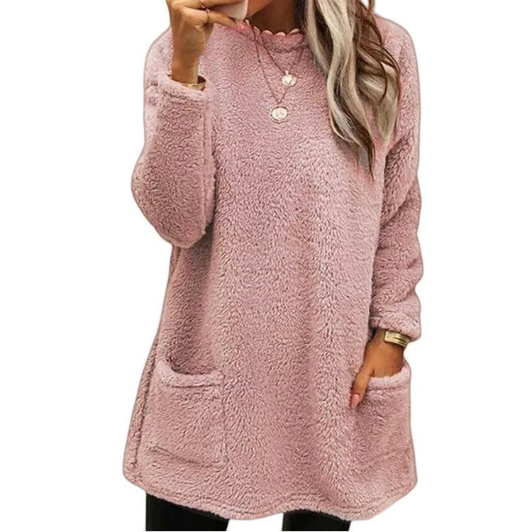 Sudadera de Manga Larga con Cuello Redondo y Bolsillos