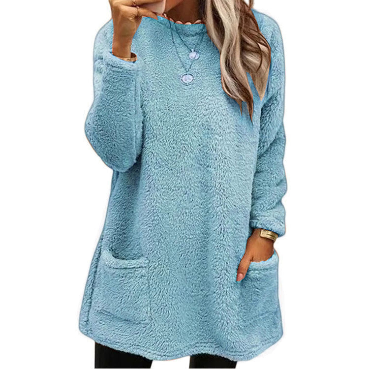 Sudadera de Manga Larga con Cuello Redondo y Bolsillos