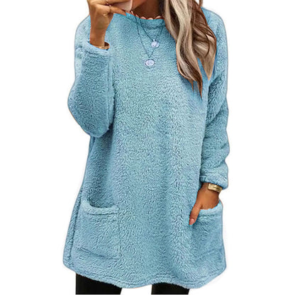 Sudadera de Manga Larga con Cuello Redondo y Bolsillos